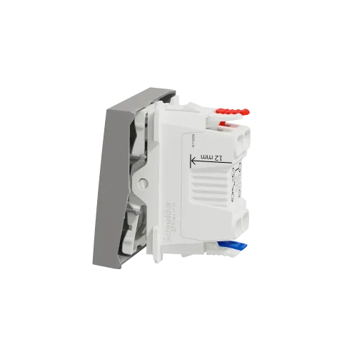 Выключатель проходной 1-клавишный с нейтралью, алюминий, 2 модуля, Unica New Schneider NU320330S