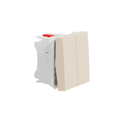 Выключатель проходной 2-клавишный, бежевый, 2 модуля, Unica New Schneider NU321344