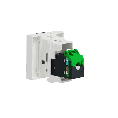 Розетка компьютерная RJ45, 5 UTP, белый, 2 модуля, Unica New Schneider NU341118