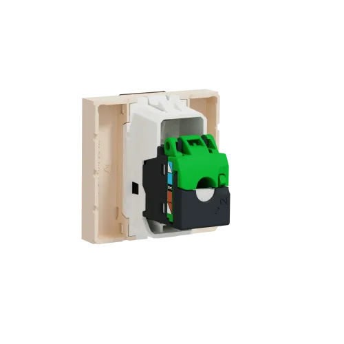 Розетка компьютерная RJ45, 5 UTP, бежевый, 2 модуля, Unica New Schneider NU341144