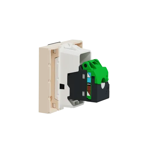 Розетка компьютерная RJ45, 5 UTP, бежевый, 2 модуля, Unica New Schneider NU341144