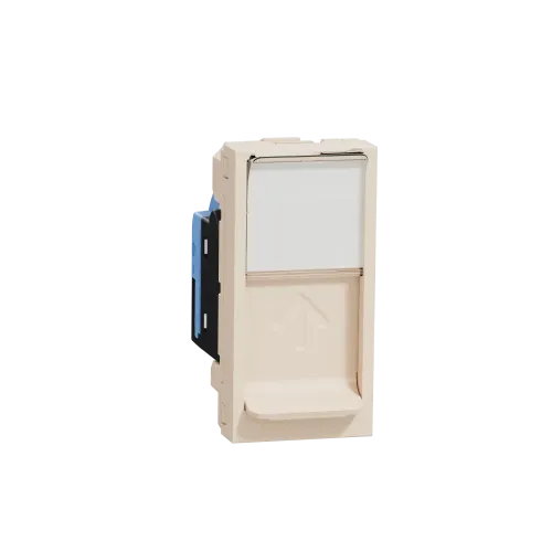 Розетка компьютерная RJ45, 6, UTP, бежевый, 1 модуль, Unica New Schneider NU341444