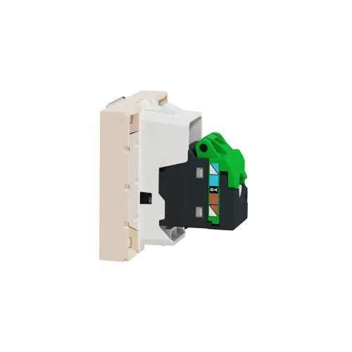 Розетка компьютерная RJ45, 6 UTP, бежевый, 2 модуля, Unica New Schneider NU341544