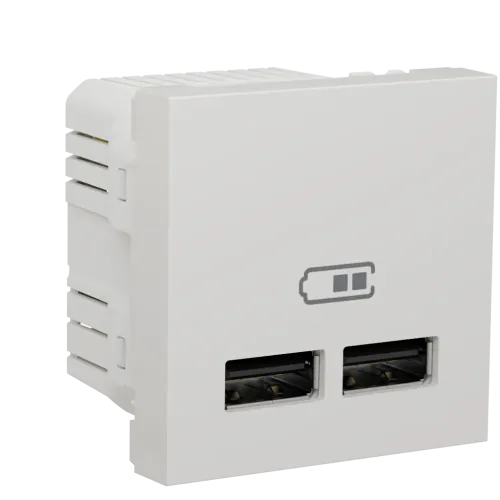 Розетка USB для зарядки, двойная, белый, 2 модуля, Unica New Schneider NU341818