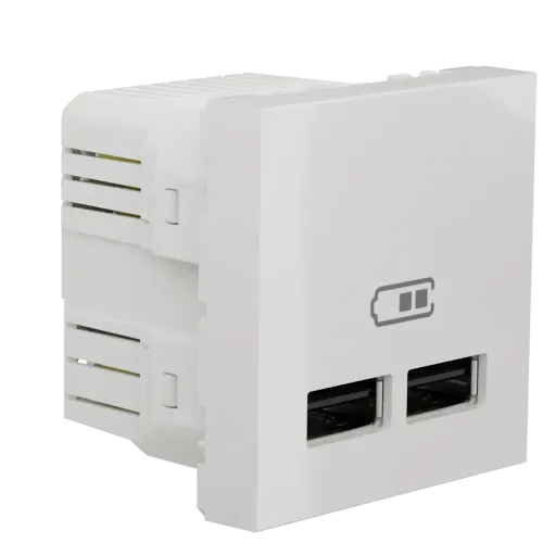 Розетка USB для зарядки, двойная, белый, 2 модуля, Unica New Schneider NU341818