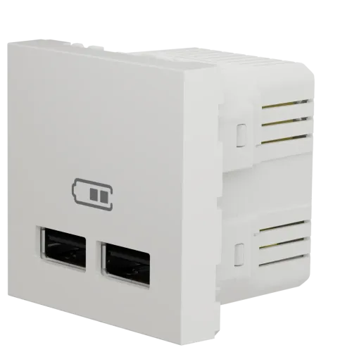 Розетка USB для зарядки, двойная, белый, 2 модуля, Unica New Schneider NU341818