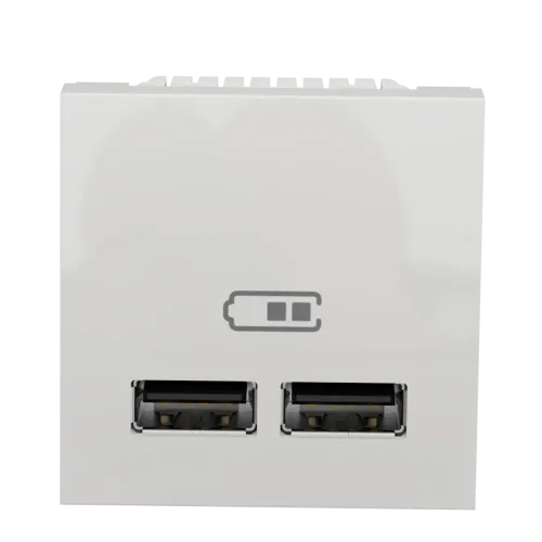 Розетка USB для зарядки, двойная, белый, 2 модуля, Unica New Schneider NU341818
