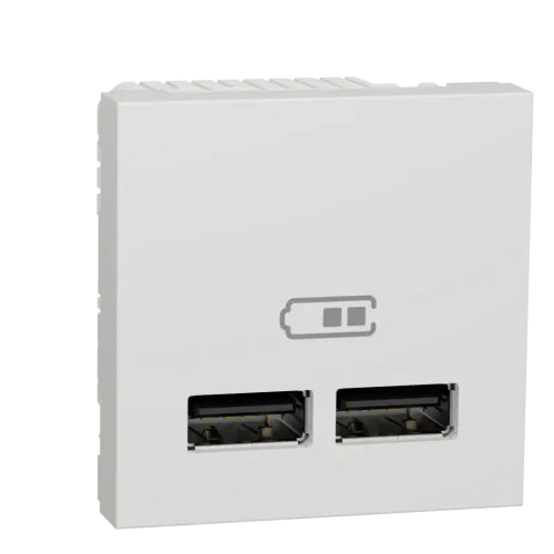 Розетка USB для зарядки, двойная, белый, 2 модуля, Unica New Schneider NU341818
