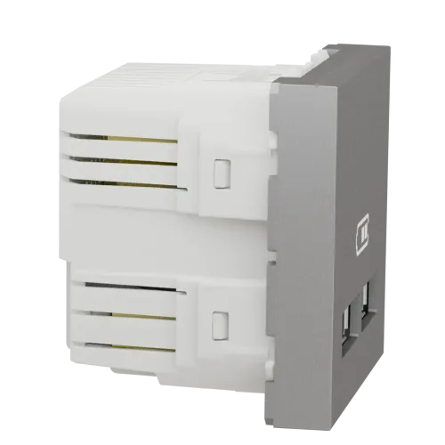 Розетка USB для зарядки, двойная, алюминий, 2 модуля, Unica New Schneider NU341830