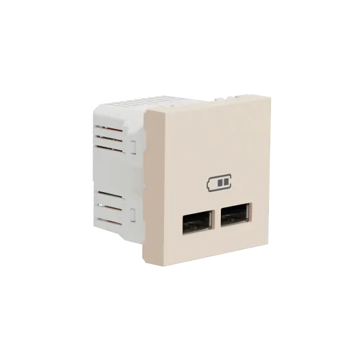 Розетка USB для зарядки, двойная, бежевый, 2 модуля, Unica New Schneider NU341844