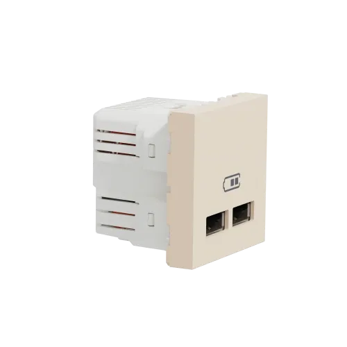 Розетка USB для зарядки, двойная, бежевый, 2 модуля, Unica New Schneider NU341844