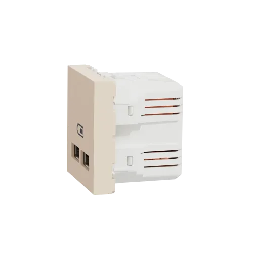 Розетка USB для зарядки, двойная, бежевый, 2 модуля, Unica New Schneider NU341844
