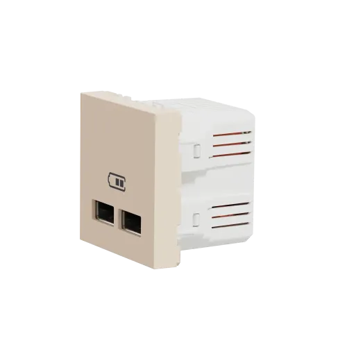 Розетка USB для зарядки, двойная, бежевый, 2 модуля, Unica New Schneider NU341844