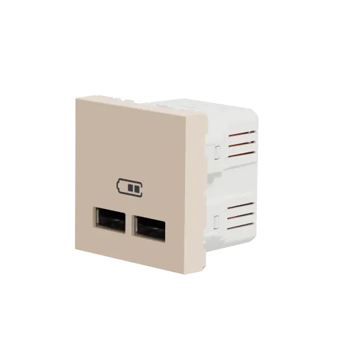 Розетка USB для зарядки, двойная, бежевый, 2 модуля, Unica New Schneider NU341844
