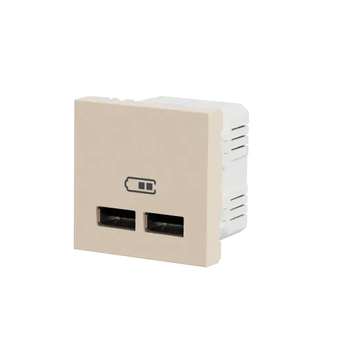 Розетка USB для зарядки, двойная, бежевый, 2 модуля, Unica New Schneider NU341844