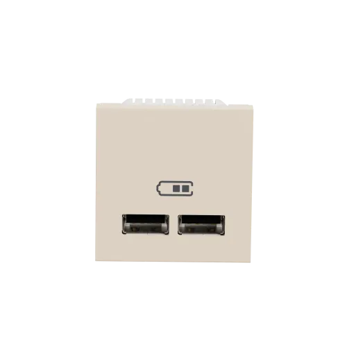 Розетка USB для зарядки, двойная, бежевый, 2 модуля, Unica New Schneider NU341844
