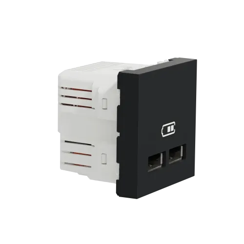 Розетка USB для зарядки, двойная, антрацит, 2 модуля, Unica New Schneider NU341854