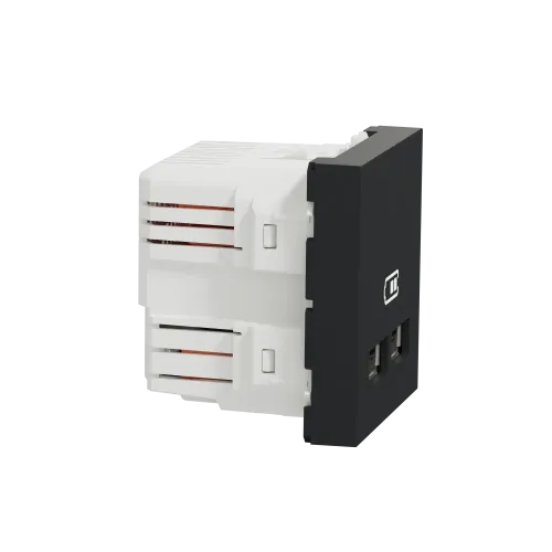 Розетка USB для зарядки, двойная, антрацит, 2 модуля, Unica New Schneider NU341854