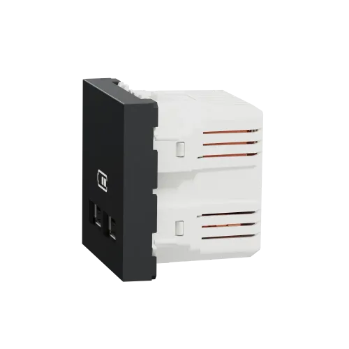 Розетка USB для зарядки, двойная, антрацит, 2 модуля, Unica New Schneider NU341854