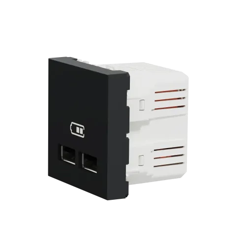 Розетка USB для зарядки, двойная, антрацит, 2 модуля, Unica New Schneider NU341854
