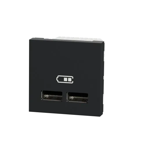 Розетка USB для зарядки, двойная, антрацит, 2 модуля, Unica New Schneider NU341854