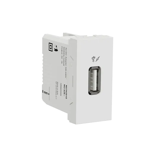 Розетка USB для зарядки, белый, 1 модуль, Unica New Schneider NU342818