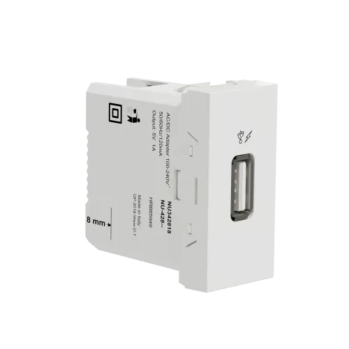 Розетка USB для зарядки, белый, 1 модуль, Unica New Schneider NU342818