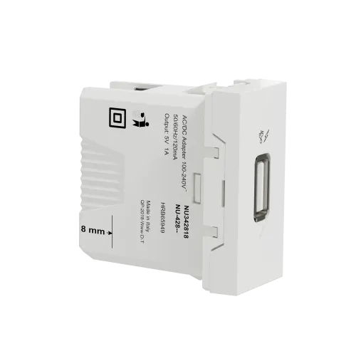 Розетка USB для зарядки, белый, 1 модуль, Unica New Schneider NU342818