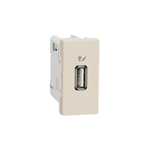Розетка USB для зарядки, бежевый, 1 модуль, Unica New Schneider NU342844