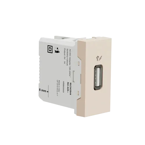 Розетка USB для зарядки, бежевый, 1 модуль, Unica New Schneider NU342844