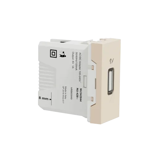 Розетка USB для зарядки, бежевый, 1 модуль, Unica New Schneider NU342844