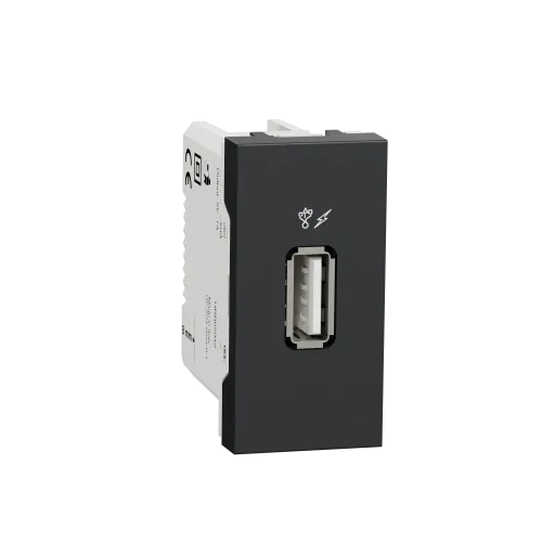 Розетка USB для зарядки, антрацит, 1 модуль, Unica New Schneider NU342854