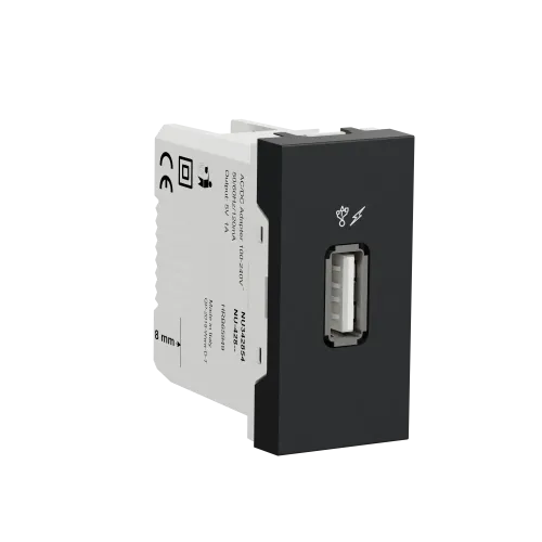 Розетка USB для зарядки, антрацит, 1 модуль, Unica New Schneider NU342854