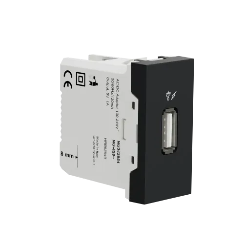 Розетка USB для зарядки, антрацит, 1 модуль, Unica New Schneider NU342854