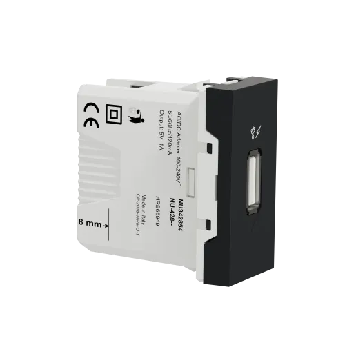 Розетка USB для зарядки, антрацит, 1 модуль, Unica New Schneider NU342854
