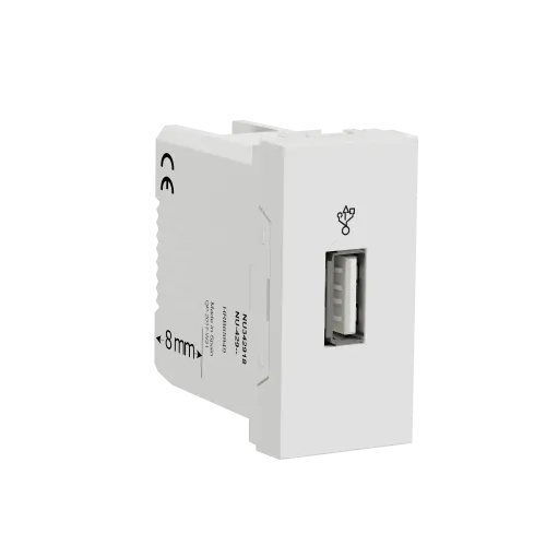 Розетка USB для передачи данных, белый, 1 модуль, Unica New Schneider NU342918