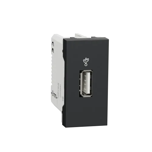 Розетка USB для передачи данных, антрацит, 1 модуль, Unica New Schneider NU342954
