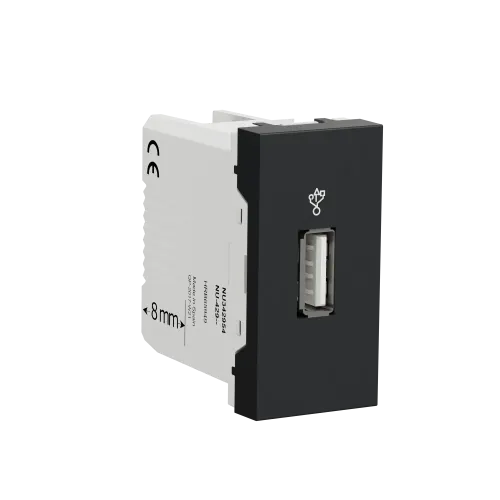 Розетка USB для передачи данных, антрацит, 1 модуль, Unica New Schneider NU342954