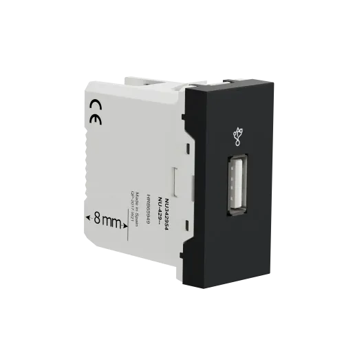 Розетка USB для передачи данных, антрацит, 1 модуль, Unica New Schneider NU342954