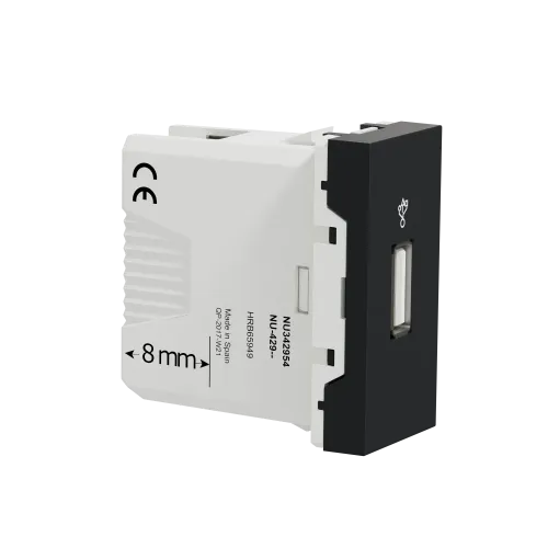 Розетка USB для передачи данных, антрацит, 1 модуль, Unica New Schneider NU342954