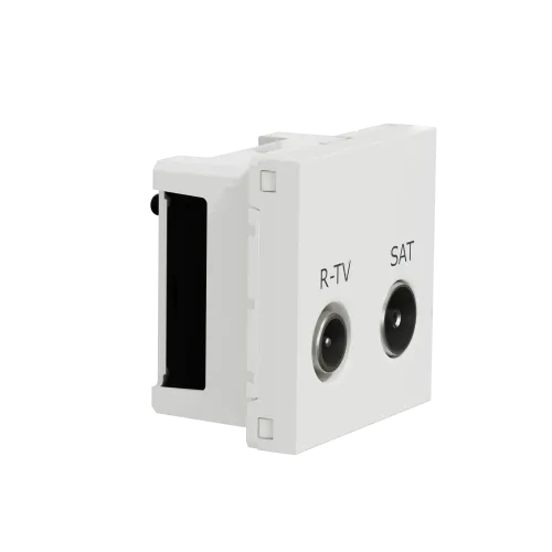 Розетка R-TV SAT одинарная, белый, 2 модуля, Unica New Schneider NU345418