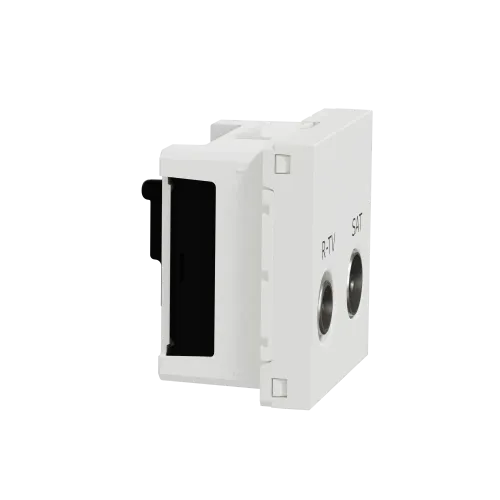 Розетка R-TV SAT одинарная, белый, 2 модуля, Unica New Schneider NU345418