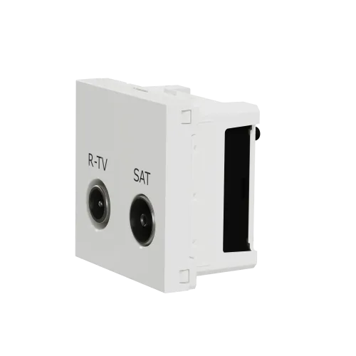 Розетка R-TV SAT одинарная, белый, 2 модуля, Unica New Schneider NU345418