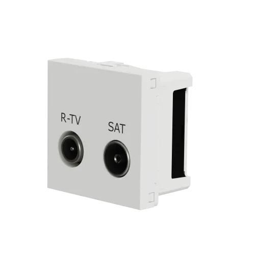 Розетка R-TV SAT одинарная, белый, 2 модуля, Unica New Schneider NU345418