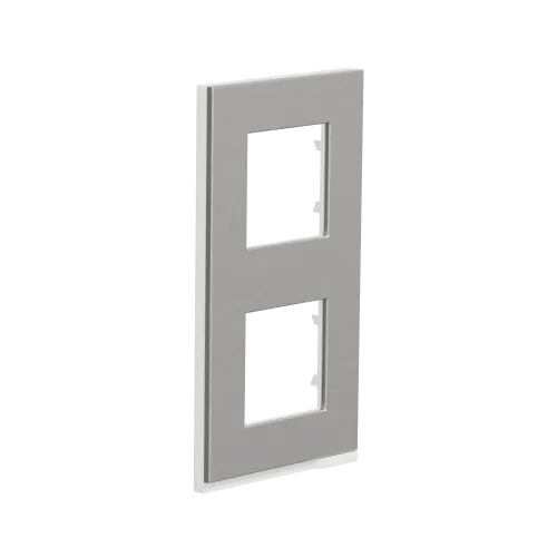 2 постовая рамка вертикальная Unica Pure алюминий, Unica New Schneider NU6004V80