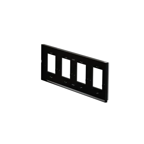 Рамка 4-постовая, горизонтальная, черное стекло / антрацит, Unica New Schneider NU600886