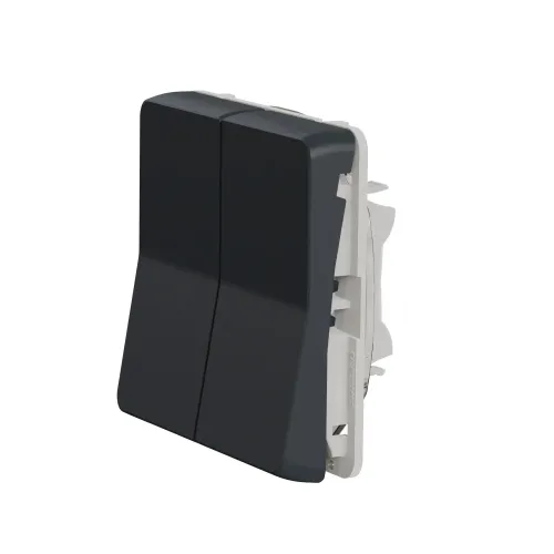 Двухклавишный переключатель IP55, черный, Mureva Styl Schneider MUR35019