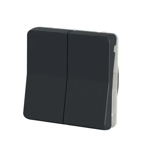 Двухклавишный переключатель IP55, черный, Mureva Styl Schneider MUR35019