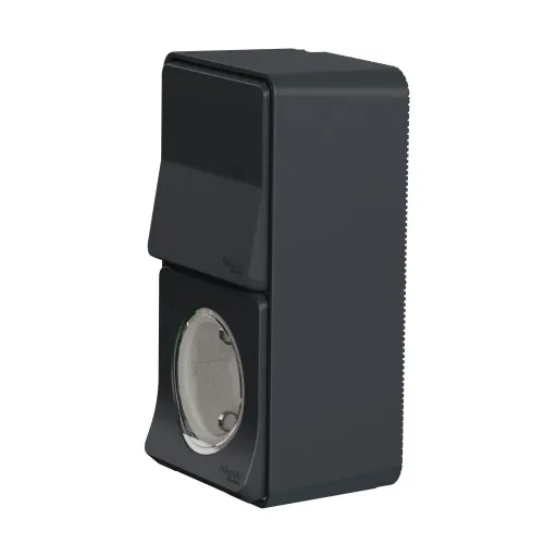 Блок из розетки 220В и переключателя, накладной IP55, черный, Mureva Styl Schneider MUR36024