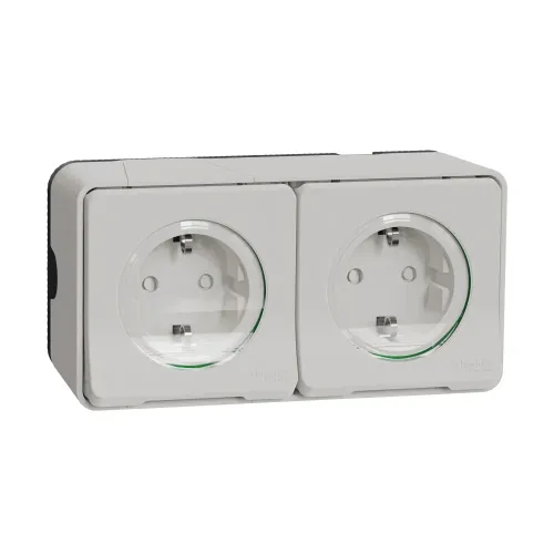 Блок электрических розеток 2х220В, накладной IP55, белый, Mureva Styl Schneider MUR39035